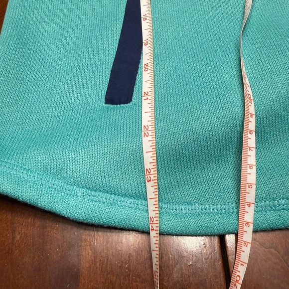 NWT St Johns Bay Women Petite Lg Pullover Fleece Sweatshirt Green Blue Snap Neck - Picture 12 of 14